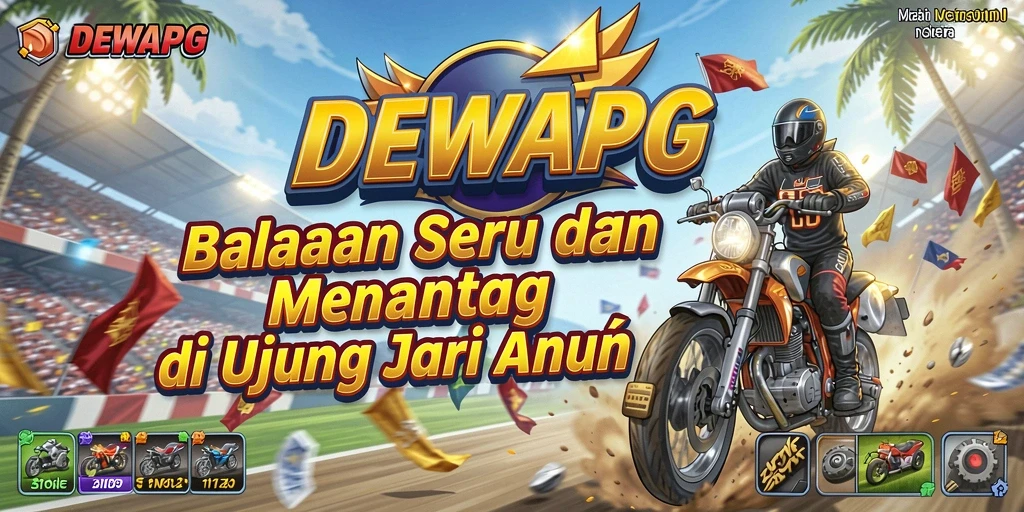 Screenshot gameplay DEWAPG menampilkan aksi balapan yang seru.