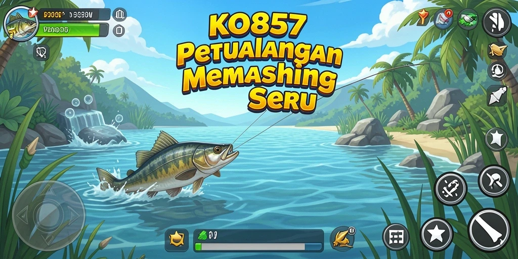 Tampilan tangkapan layar permainan KO857 yang menggambarkan suasana memancing yang mendebarkan.