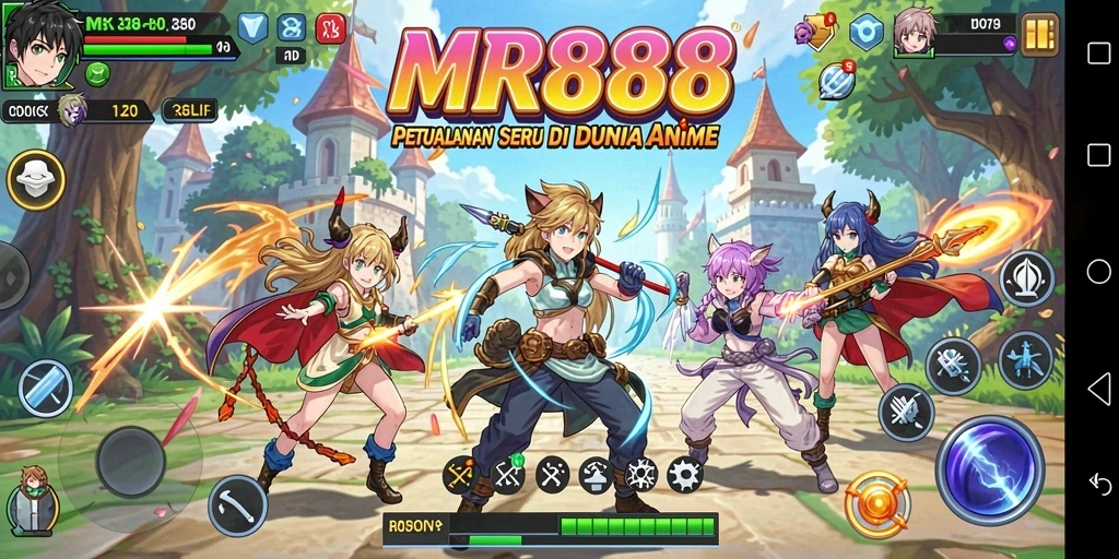 Tampilan gameplay MR888 dengan karakter anime yang menawan.