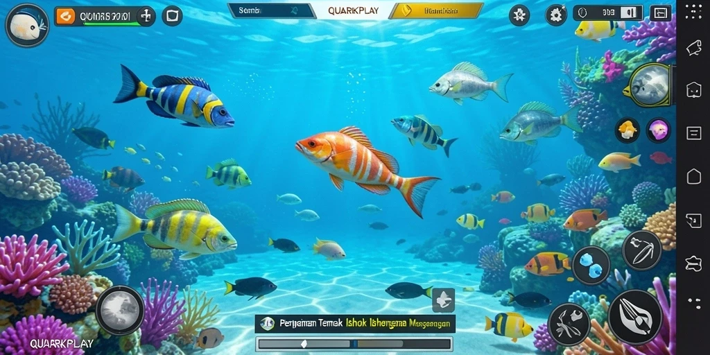 Tampilan menarik dari gameplay Tembak Ikan di QUARKPLAY.