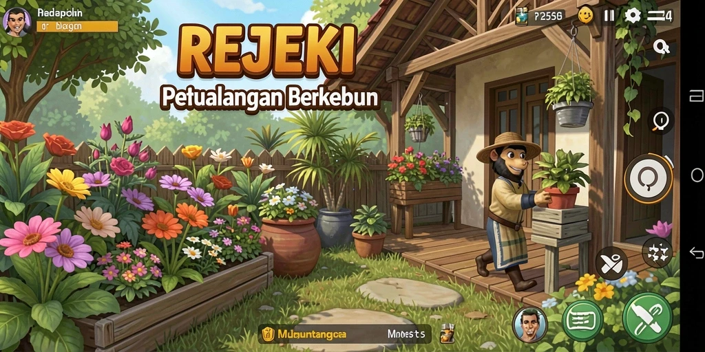 Tangkapan layar gameplay REJEKI yang menampilkan ladang yang subur.