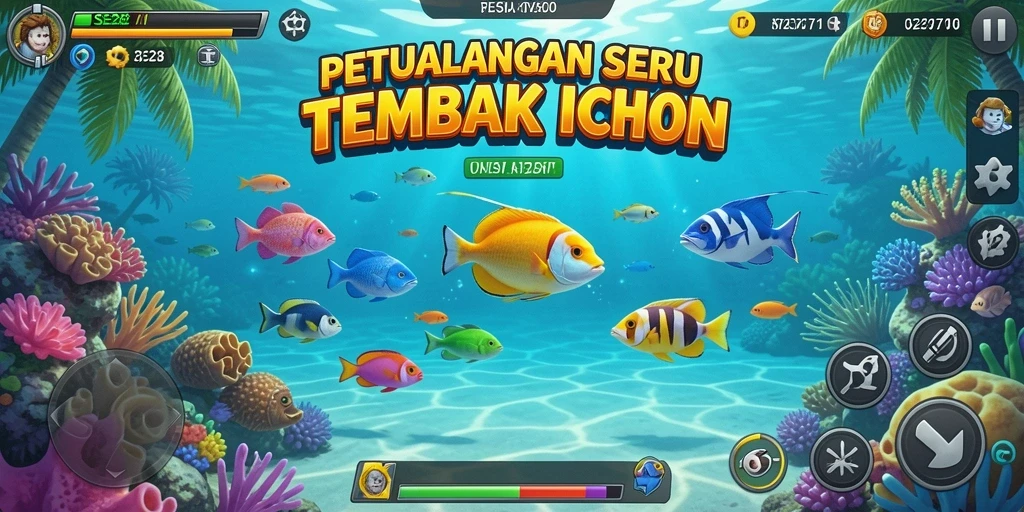 Tampilan seru gameplay SE328 dalam menjelajahi lautan penuh ikan.