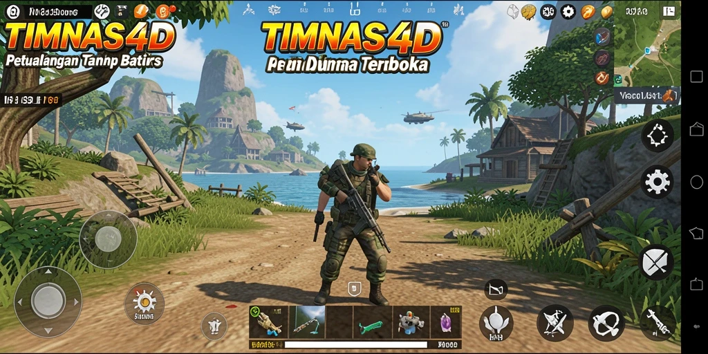 Screenshot gameplay TIMNAS4D menampilkan aksi eksplorasi yang seru di dunia terbuka.
