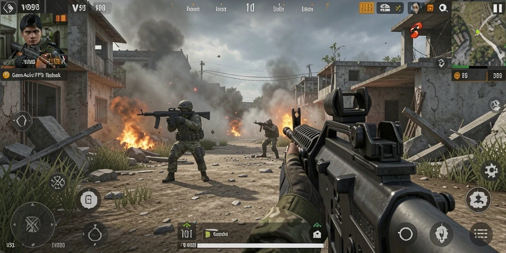 Tampilan gameplay intens V89 dengan aksi menembak yang mendebarkan.